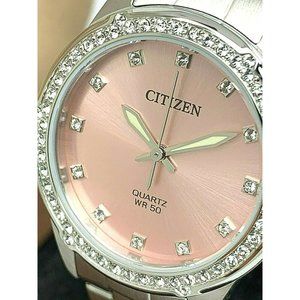 Citizen Women's Watch ER0220-60X Pink Dial 30mm Silver Tone Stainless Steel Set